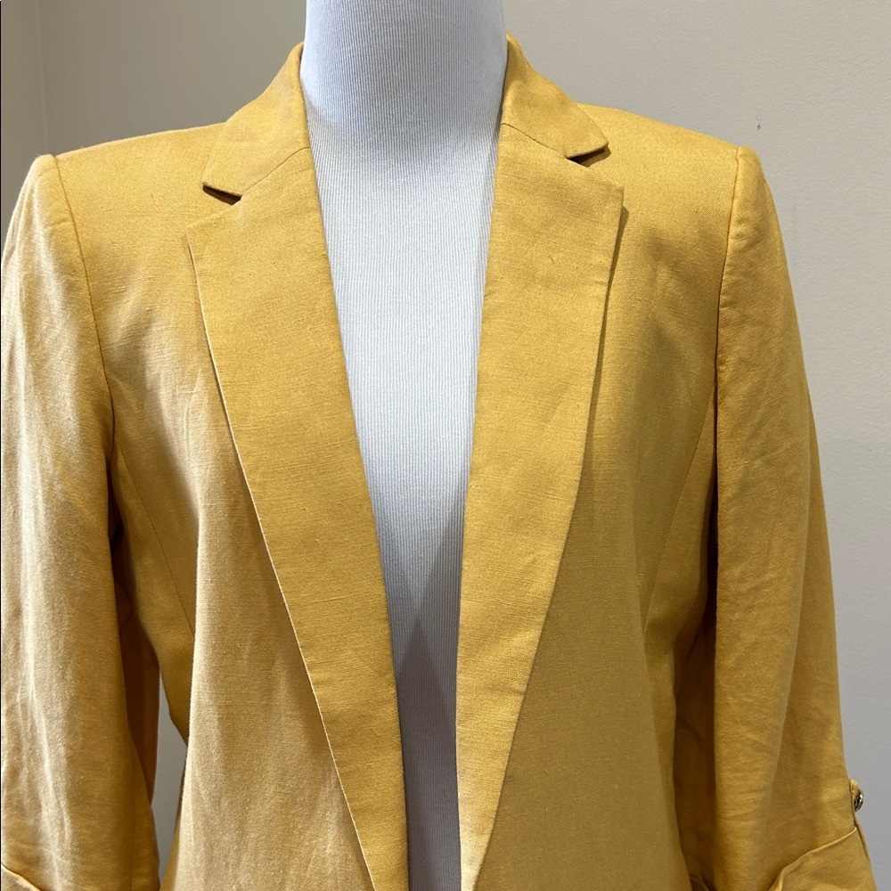 Calvin Klein Yellow Open Front Blazer Jacket - Picture 2 of 6
